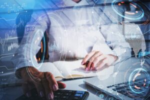 persona trabajando en un entorno empresarial o financiero